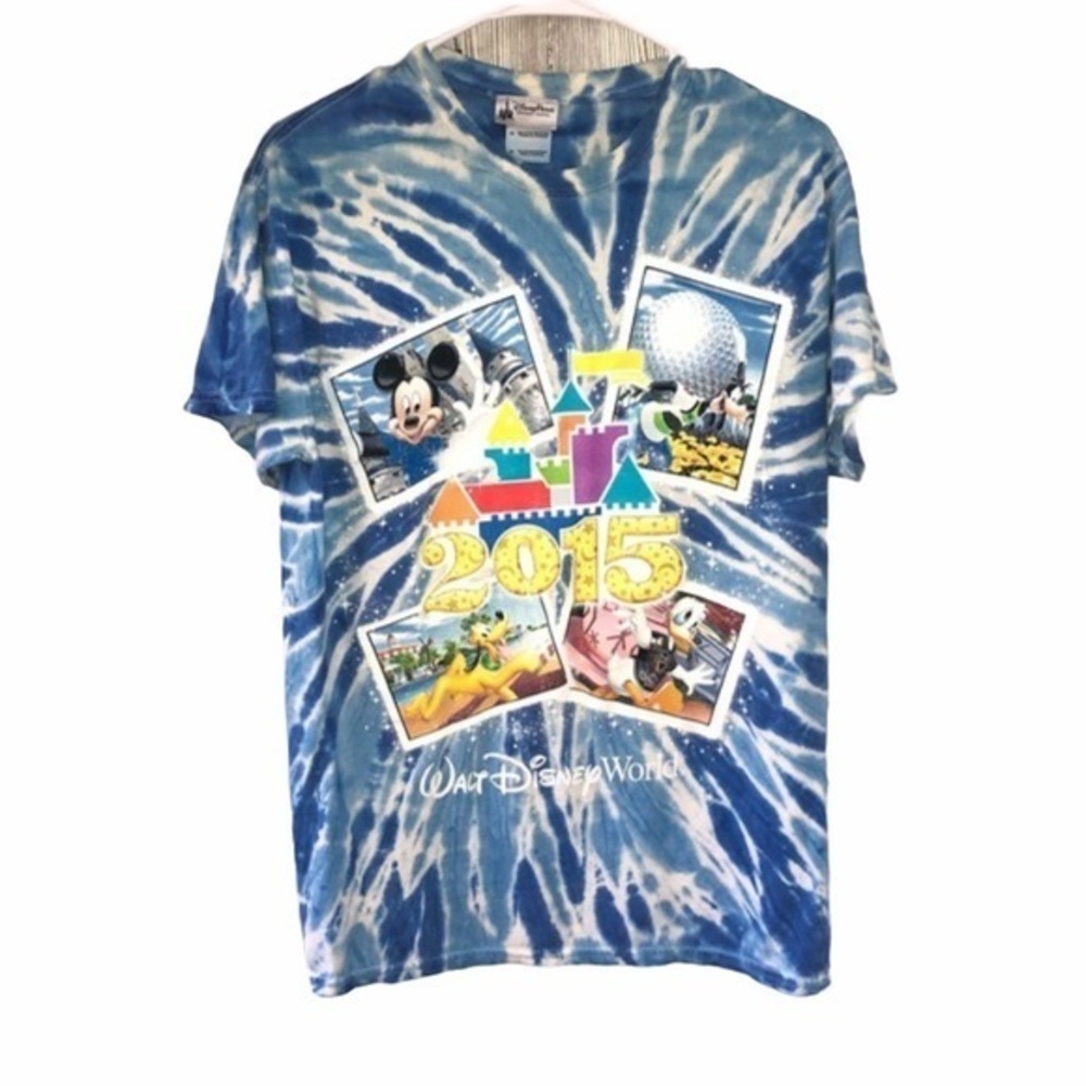 Walt disney parks 2015 blue tye dye t shirt med